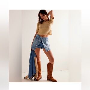 Free People We the Free Midnight Sun Denim Skort size 30